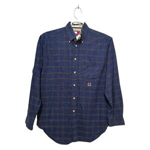 Tommy Hilfiger Vintage Y2K Navy Plaid Long Sleeve Casual Button Down Sz S